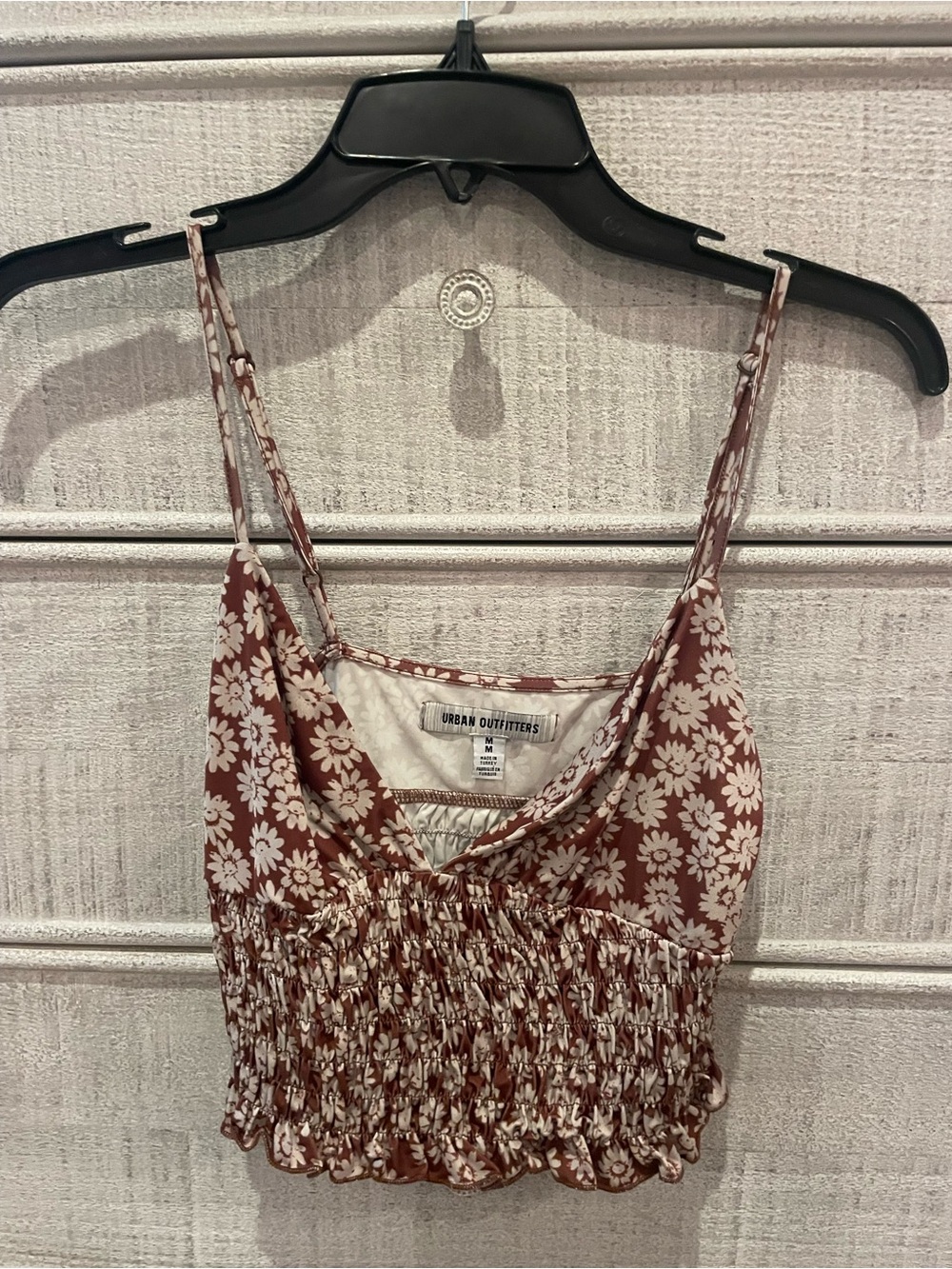 Urban Outfitters Rust and White Floral Smocked Crop Top
